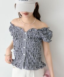 mystic | シャーリングフレンチブラウス(シャツ/ブラウス)