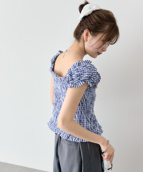 mystic（ミスティック）の「シャーリングフレンチブラウス（シャツ/ブラウス・レディース・オフホワイト/ブラック/レッド/ネイビー・FREE）」の20枚目の写真