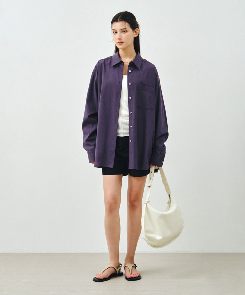 MONGDOL(モンドル)の「ソフトタッチオーバーサイズコットンシャツバイオレットMDSH027VIOLET(シャツ/ブラウス・レディース・その他・F)」の2枚目の写真