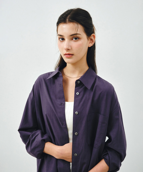 MONGDOL(モンドル)の「ソフトタッチオーバーサイズコットンシャツバイオレットMDSH027VIOLET(シャツ/ブラウス・レディース・その他・F)」の3枚目の写真