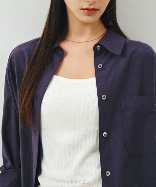 MONGDOL(モンドル)の「ソフトタッチオーバーサイズコットンシャツバイオレットMDSH027VIOLET(シャツ/ブラウス・レディース・その他・F)」の6枚目の写真
