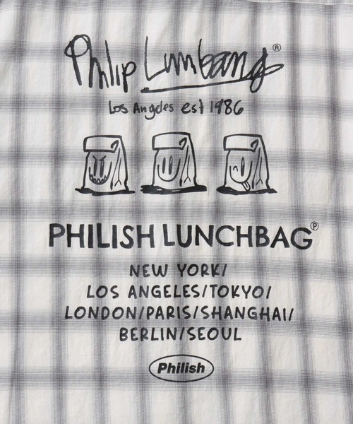 SITRY（シトリー）の「Philip Lumbang/フィリップ・ランバン オーバーサイズ バックプリント ワンポイント刺繍 オンブレチェック 半袖シャツ（シャツ/ブラウス・メンズ・ホワイト/ブラック・XL/L/M）」の11枚目の写真