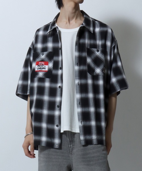SITRY（シトリー）の「Philip Lumbang/フィリップ・ランバン オーバーサイズ バックプリント ワンポイント刺繍 オンブレチェック 半袖シャツ（シャツ/ブラウス・メンズ・ホワイト/ブラック・XL/L/M）」の20枚目の写真