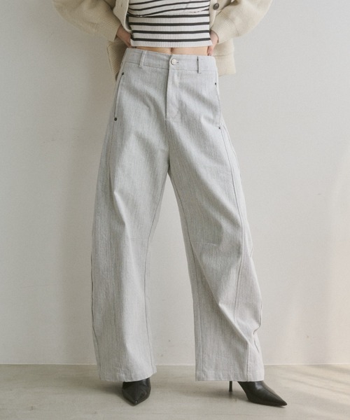 ELTONE(エルトーン)の「シャンブレーセミワイドパンツ(その他パンツ・レディース・グレー/ブラック・MEDIUM/SMALL)」の2枚目の写真
