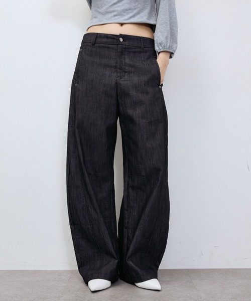 ELTONE(エルトーン)の「シャンブレーセミワイドパンツ(その他パンツ・レディース・グレー/ブラック・MEDIUM/SMALL)」の1枚目の写真