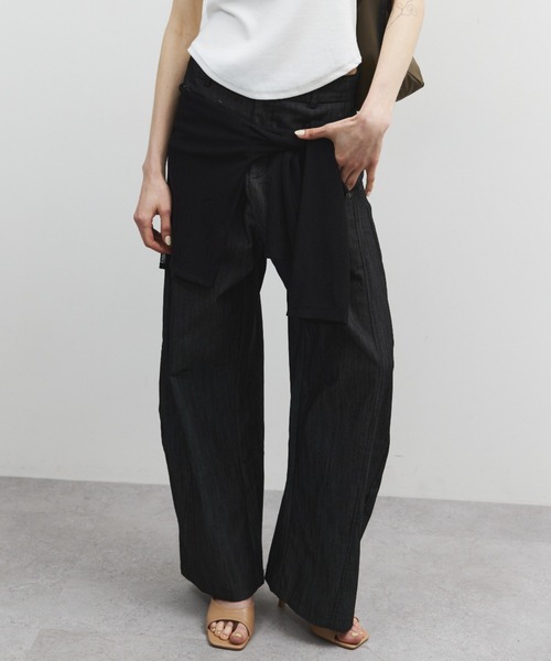 ELTONE(エルトーン)の「シャンブレーセミワイドパンツ(その他パンツ・レディース・グレー/ブラック・MEDIUM/SMALL)」の9枚目の写真