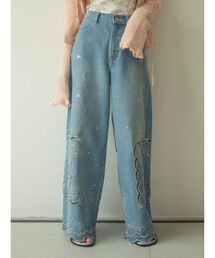 LILY BROWN | [L.B CANDY STOCK]カットワークビジューデニムパンツ(デニムパンツ)