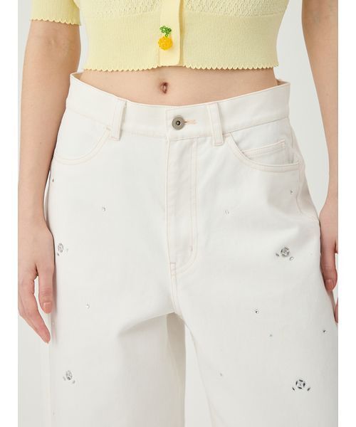 L.B CANDY STOCK]カットワークビジューデニムパンツ（デニムパンツ