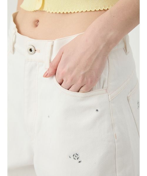LILY BROWN（リリーブラウン）の「[L.B CANDY STOCK]カットワークビジューデニムパンツ（デニムパンツ・レディース・ホワイト/ブルー・0/1）」の14枚目の写真