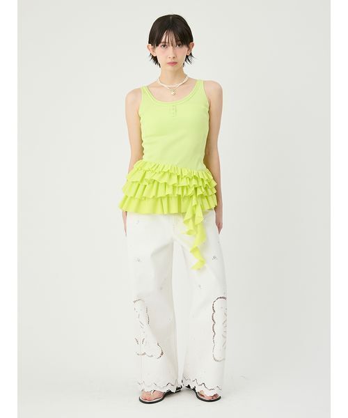 L.B CANDY STOCK]カットワークビジューデニムパンツ（デニムパンツ