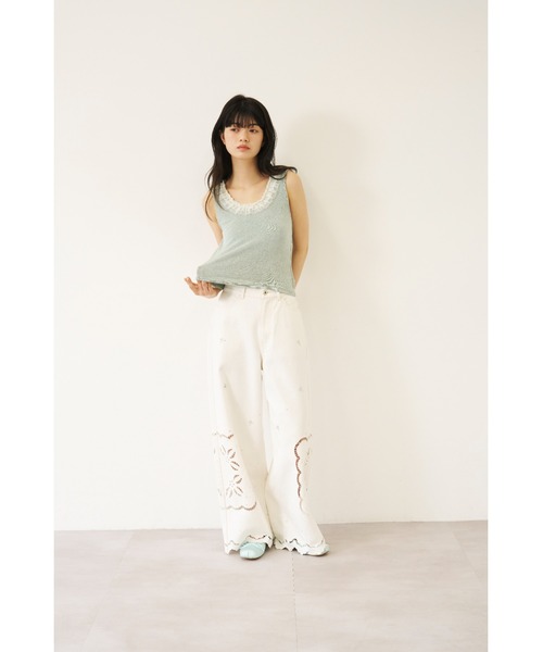 LILY BROWN（リリーブラウン）の「[L.B CANDY STOCK]カットワークビジューデニムパンツ（デニムパンツ・レディース・ホワイト/ブルー・0/1）」の7枚目の写真