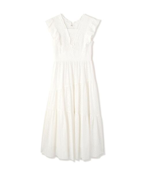 JILL by JILL STUART(ジルバイジルスチュアート)の「カットワークティアードワンピース(ワンピース・レディース・ブルー/ブラック/ホワイト・FREE)」の8枚目の写真