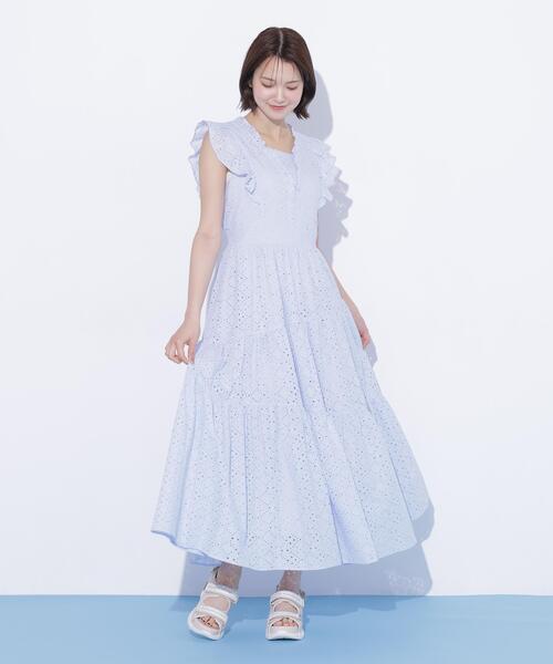 JILL by JILL STUART(ジルバイジルスチュアート)の「カットワークティアードワンピース(ワンピース・レディース・ブルー/ブラック/ホワイト・FREE)」の12枚目の写真