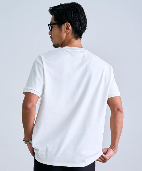 BENUSTA(ベヌスタ)の「『BENUSTA/ベヌスタ』キーネックリブ半袖Tシャツ【GC】(Tシャツ/カットソー・メンズ・ブラック/ホワイト・XL/L)」の4枚目の写真