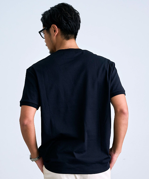 BENUSTA(ベヌスタ)の「『BENUSTA/ベヌスタ』キーネックリブ半袖Tシャツ【GC】(Tシャツ/カットソー・メンズ・ブラック/ホワイト・XL/L)」の7枚目の写真