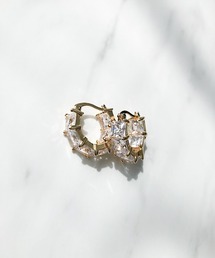 メタルフープスクエアビジューピアス