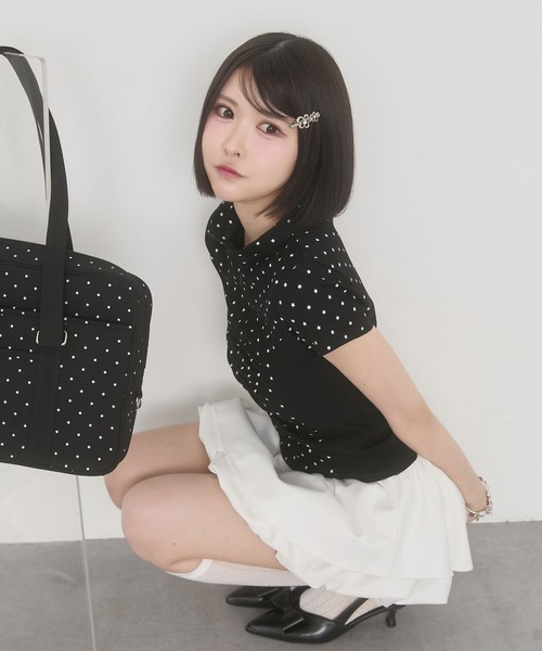 rumnel:(ルムネル)の「星柄フロントジップトップス / Star Print Front Zip Tops(Tシャツ/カットソー・レディース・ブラウン/ブラック・FREE)」の7枚目の写真