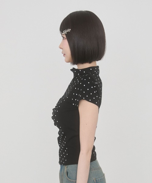 rumnel:(ルムネル)の「星柄フロントジップトップス / Star Print Front Zip Tops(Tシャツ/カットソー・レディース・ブラウン/ブラック・FREE)」の10枚目の写真
