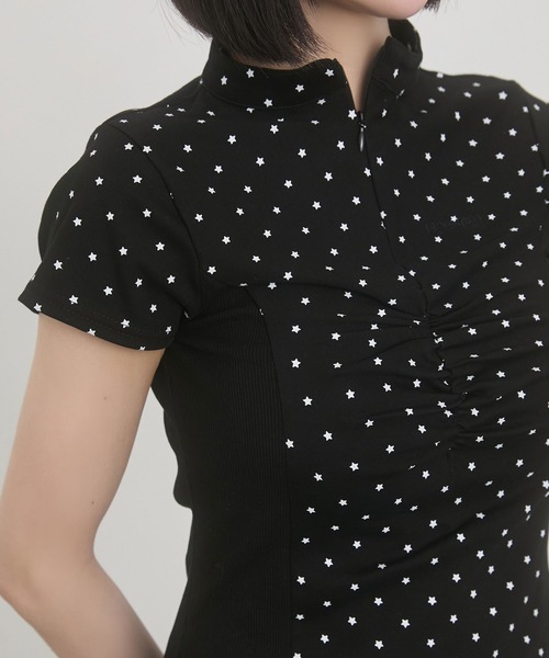 rumnel:(ルムネル)の「星柄フロントジップトップス / Star Print Front Zip Tops(Tシャツ/カットソー・レディース・ブラウン/ブラック・FREE)」の13枚目の写真