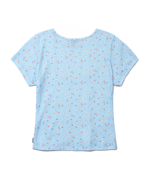 YOUHEE(ユヒ)の「SHEEP PATTERN EYELET T-SHIRTS_LIGHT BLUE(Tシャツ/カットソー・レディース・その他・SMALL/MEDIUM)」の4枚目の写真