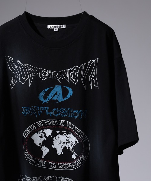 Jungle Storm（ジャングルストーム）の「JUNGLE STORM 加工グラフィックロゴTシャツ 半袖（Tシャツ/カットソー・メンズ・ブラック/カーキ/アイボリー/ピンク・M/L）」の9枚目の写真