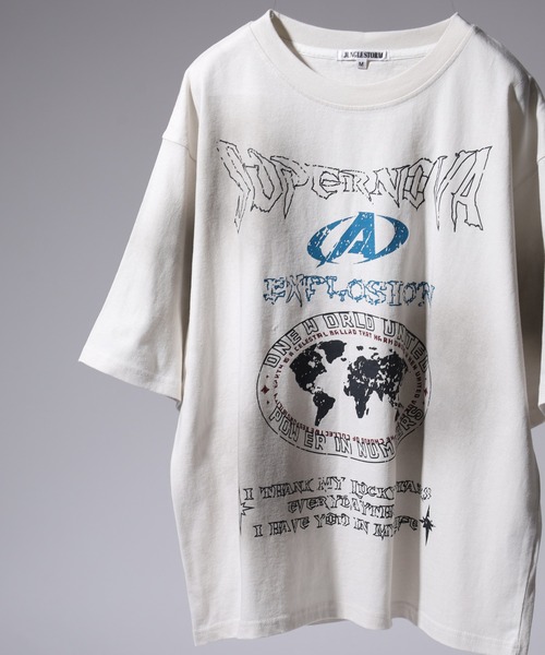 Jungle Storm（ジャングルストーム）の「JUNGLE STORM 加工グラフィックロゴTシャツ 半袖（Tシャツ/カットソー・メンズ・ブラック/カーキ/アイボリー/ピンク・M/L）」の7枚目の写真