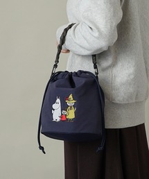 【MOOMIN】(ムーミン) 軽量 撥水 ペットボトル500ml 長財布 収納可能 巾着 ハンドバッグ RMPK-05
