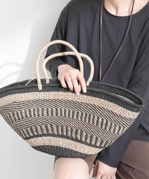 URBAN RESEARCH Sonny Label（アーバンリサーチサニーレーベル）の「BAGMATI　アバカボーダーバッグ（かごバッグ・レディース・ブラック系その他/ブラウン系その他・ONE）」の3枚目の写真