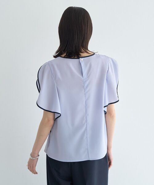 YECCA VECCA(イェッカヴェッカ)の「配色ラッフルスリーブブラウス(シャツ/ブラウス・レディース・ネイビー/サックスブルー/オフホワイト・FREE)」の8枚目の写真