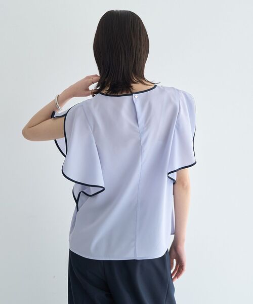 YECCA VECCA(イェッカヴェッカ)の「配色ラッフルスリーブブラウス(シャツ/ブラウス・レディース・ネイビー/サックスブルー/オフホワイト・FREE)」の9枚目の写真