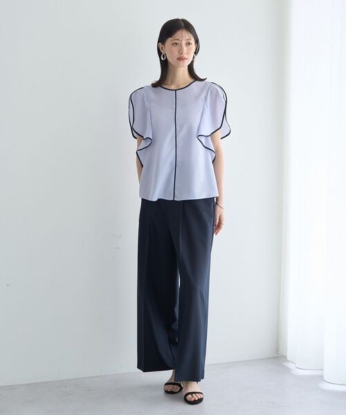 YECCA VECCA(イェッカヴェッカ)の「配色ラッフルスリーブブラウス(シャツ/ブラウス・レディース・ネイビー/サックスブルー/オフホワイト・FREE)」の13枚目の写真