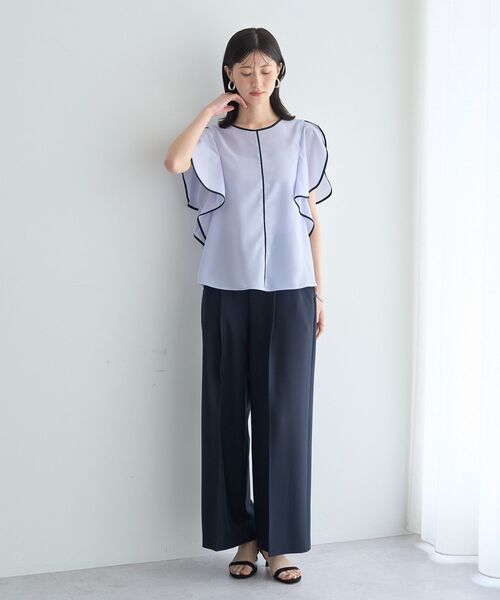 YECCA VECCA(イェッカヴェッカ)の「配色ラッフルスリーブブラウス(シャツ/ブラウス・レディース・ネイビー/サックスブルー/オフホワイト・FREE)」の14枚目の写真