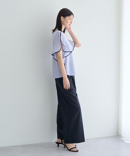 YECCA VECCA(イェッカヴェッカ)の「配色ラッフルスリーブブラウス(シャツ/ブラウス・レディース・ネイビー/サックスブルー/オフホワイト・FREE)」の15枚目の写真