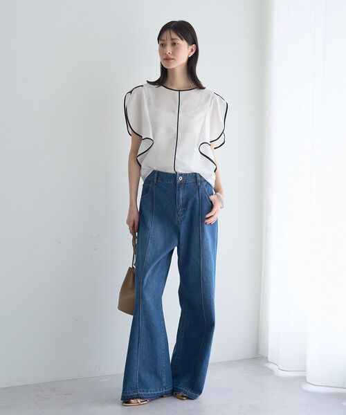 YECCA VECCA(イェッカヴェッカ)の「配色ラッフルスリーブブラウス(シャツ/ブラウス・レディース・ネイビー/サックスブルー/オフホワイト・FREE)」の21枚目の写真