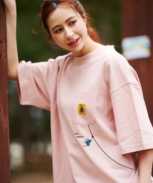 COBMASTER(コブマスター)の「COBMASTER/コブマスター 吸水速乾/抗菌防臭 ポケット刺繍 ルーズTEE《フォレストジップライン》(Tシャツ/カットソー・メンズ・ホワイト/セージグリーン/ブラック/ライトピンク・MEDIUM/LARGE/X-LARGE)」の4枚目の写真