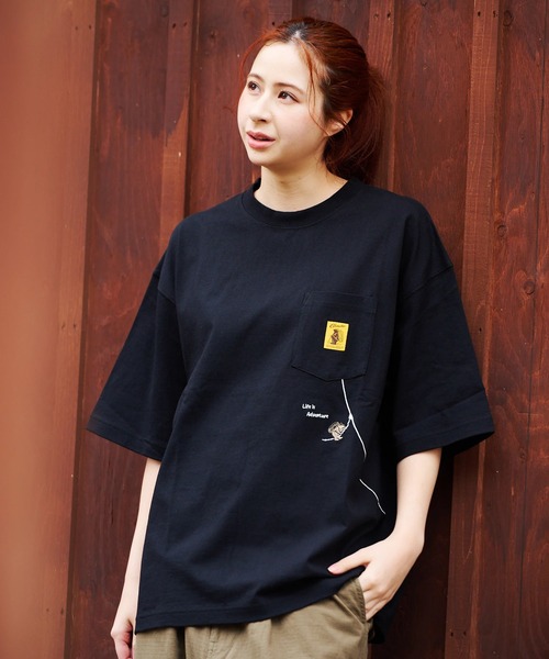 COBMASTER(コブマスター)の「COBMASTER/コブマスター 吸水速乾/抗菌防臭 ポケット刺繍 ルーズTEE《フォレストジップライン》(Tシャツ/カットソー・メンズ・ホワイト/セージグリーン/ブラック/ライトピンク・MEDIUM/LARGE/X-LARGE)」の13枚目の写真