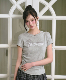 スタッドグラフィックシャーリング半袖Tシャツ[メランジグレー]