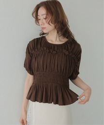 【CLEIO】ウエストシャーリングフリルプルオーバー WAIST SHIRRING FRILL PULLOVER