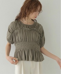 【CLEIO】ウエストシャーリングフリルプルオーバー WAIST SHIRRING FRILL PULLOVER