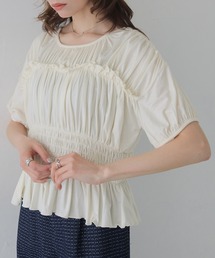 【CLEIO】ウエストシャーリングフリルプルオーバー WAIST SHIRRING FRILL PULLOVER