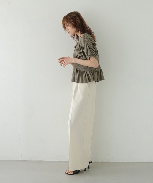 CLEIO（クレイオ）の「【CLEIO】ウエストシャーリングフリルプルオーバー WAIST SHIRRING FRILL PULLOVER（シャツ/ブラウス・レディース・ブラウン/チャコールグレー/アイボリー・FREE）」の15枚目の写真