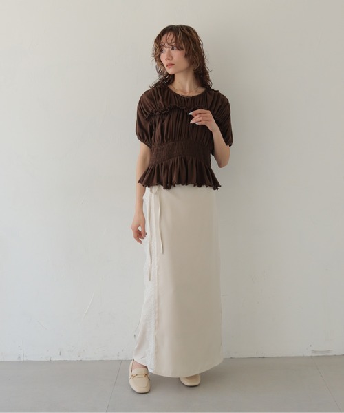 CLEIO（クレイオ）の「【CLEIO】ウエストシャーリングフリルプルオーバー WAIST SHIRRING FRILL PULLOVER（シャツ/ブラウス・レディース・ブラウン/チャコールグレー/アイボリー・FREE）」の22枚目の写真