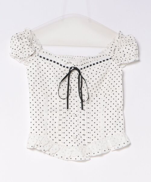 Anely（アネリー）の「Anelyドット柄 リボン ペプラム カット トップス（Tシャツ/カットソー・レディース・ブラック/レッド・FREE）」の17枚目の写真