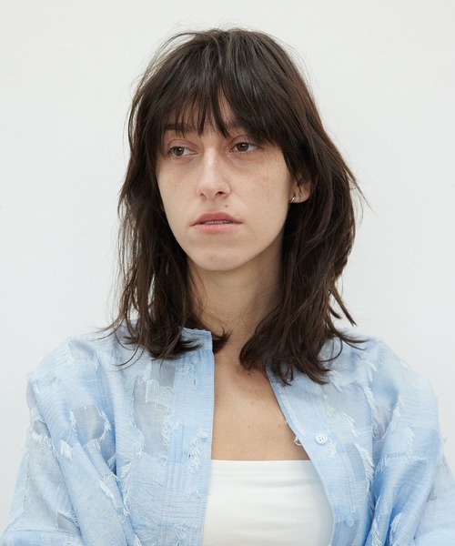 ROSE BUD(ローズバッド)の「(GENE HEAVENS)SHEER DOBBY S/S SHIRT(シャツ/ブラウス・レディース・ブラック/ベージュ/ブルー・ONE SIZE)」の6枚目の写真