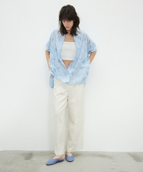 ROSE BUD(ローズバッド)の「(GENE HEAVENS)SHEER DOBBY S/S SHIRT(シャツ/ブラウス・レディース・ブラック/ベージュ/ブルー・ONE SIZE)」の7枚目の写真