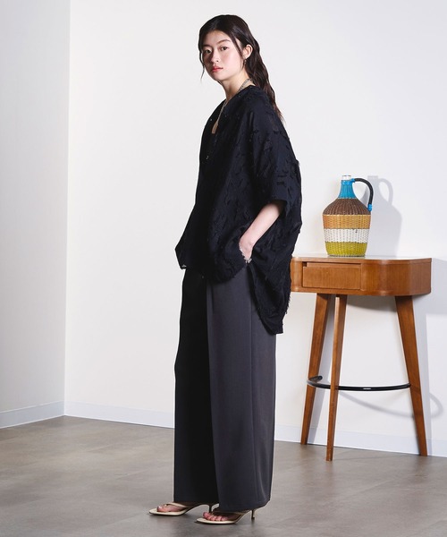 ROSE BUD(ローズバッド)の「(GENE HEAVENS)SHEER DOBBY S/S SHIRT(シャツ/ブラウス・レディース・ブラック/ベージュ/ブルー・ONE SIZE)」の11枚目の写真