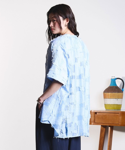 ROSE BUD(ローズバッド)の「(GENE HEAVENS)SHEER DOBBY S/S SHIRT(シャツ/ブラウス・レディース・ブラック/ベージュ/ブルー・ONE SIZE)」の19枚目の写真