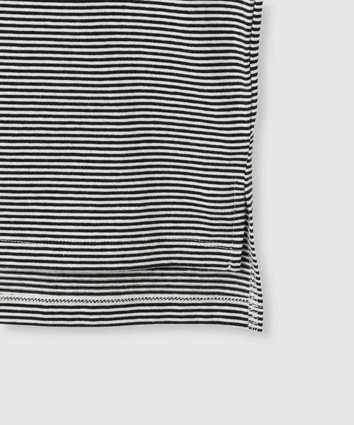 Mac-House（マックハウス）の「Idnes ピンボーダーロゴTシャツ（Tシャツ/カットソー・レディース・ブラウン系/グリーン系/ブルー系/ブラック系・FREE）」の6枚目の写真
