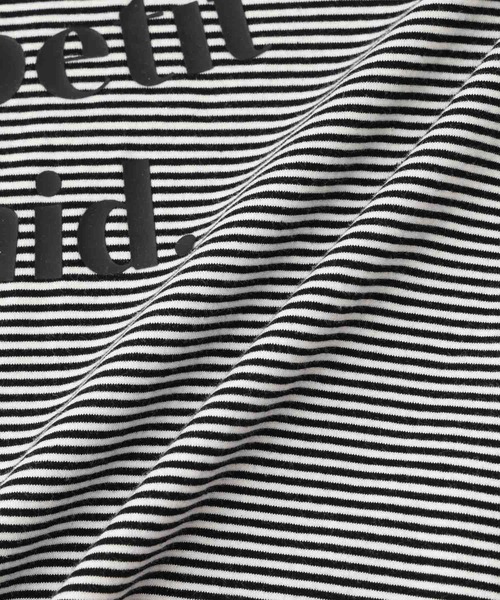 Mac-House（マックハウス）の「Idnes ピンボーダーロゴTシャツ（Tシャツ/カットソー・レディース・ブラウン系/グリーン系/ブルー系/ブラック系・FREE）」の5枚目の写真