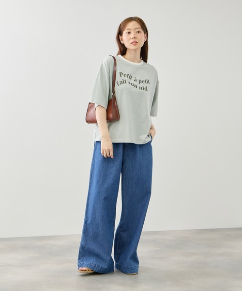 Mac-House（マックハウス）の「Idnes ピンボーダーロゴTシャツ（Tシャツ/カットソー・レディース・ブラウン系/グリーン系/ブルー系/ブラック系・FREE）」の14枚目の写真